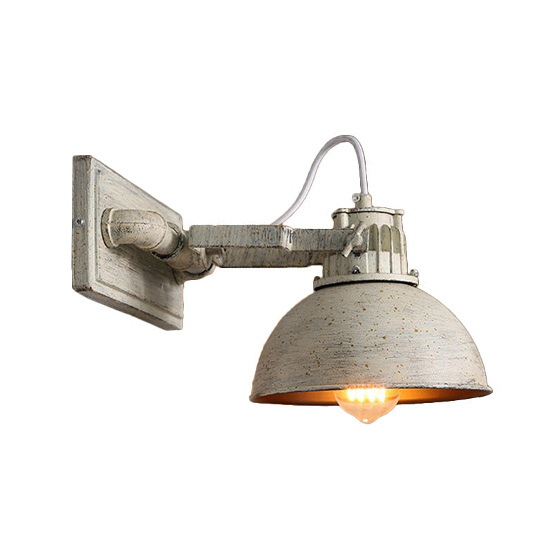 Lámpara de pared de metal en forma de cúpula, montaje en pared, antigüedades, 1 cabeza, salón, lámpara de pared ajustable en blanco con asa | Brehn