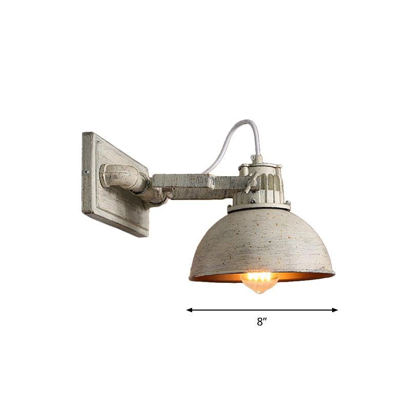 Lámpara de pared de metal en forma de cúpula, montaje en pared, antigüedades, 1 cabeza, salón, lámpara de pared ajustable en blanco con asa | Brehn