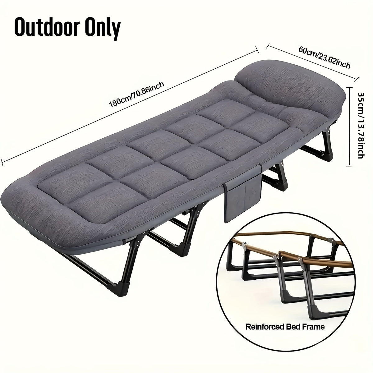 Cama de Camping Plegable para Adultos – Estructura de Aluminio y Acero Inoxidable Ligera