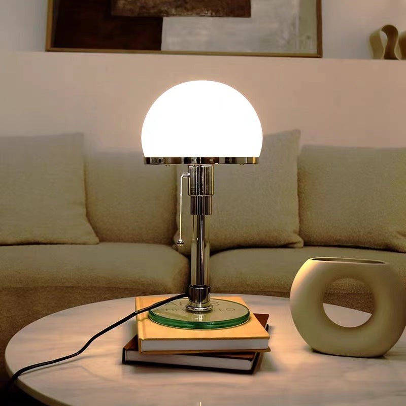 Lámpara de Mesa de Vidrio Diseño Bauhaus con Interruptor de Cuerda