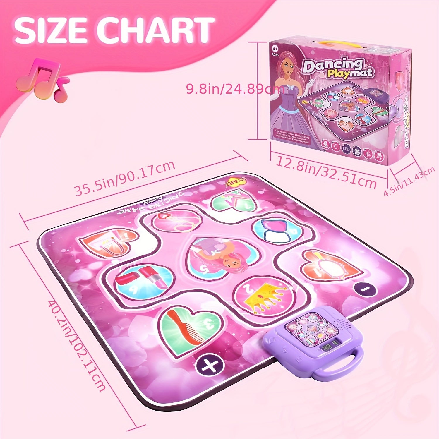 Alfombra de Baile Rosa para Niñas | Función de Puntuación & Juego Rítmico – Sin TV, Batería