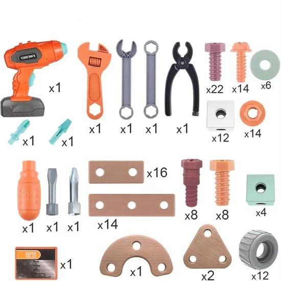 BUILDMASTER – Set de herramientas de 100 piezas para niños creativos a partir de 3 años