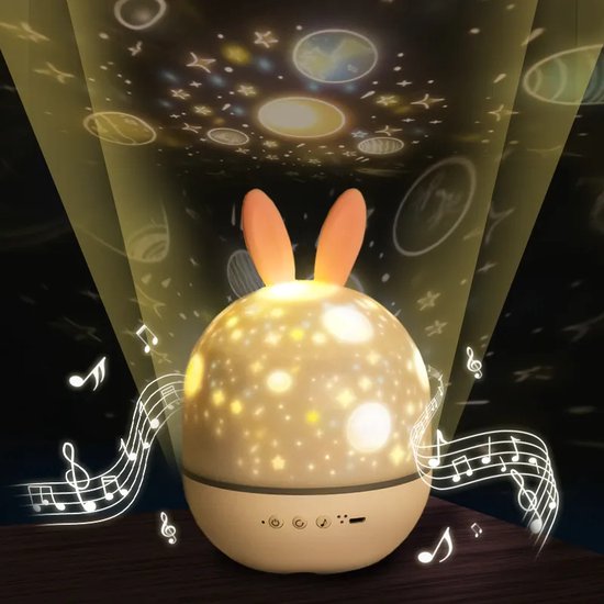 Proyector de estrellas lámpara nocturna para niños – regulable y segura con función de música