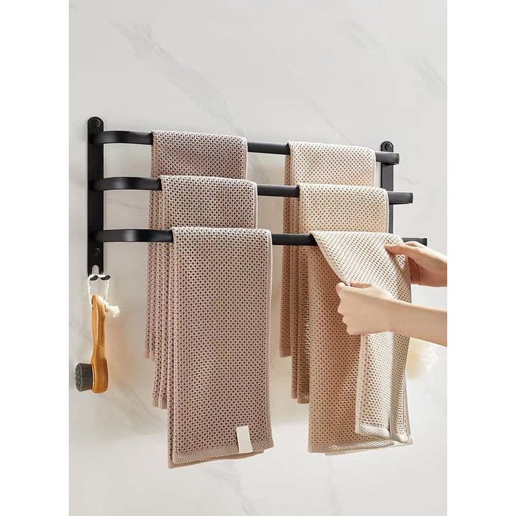 Toallero de 80 cm Sin Necesidad de Taladrar, Toallero Negro, Toallero para Baño, Juego de Accesorios para Baño con Toallero de Pared, Barra de Toalla de 80 cm, Toallero para Baño, Juego de Accesorios para Baño