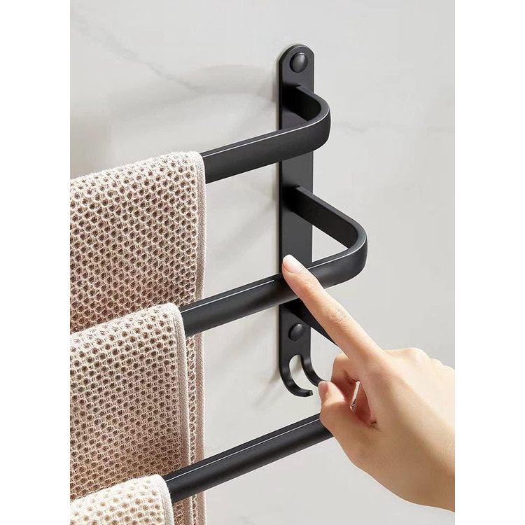 Toallero de 80 cm Sin Necesidad de Taladrar, Toallero Negro, Toallero para Baño, Juego de Accesorios para Baño con Toallero de Pared, Barra de Toalla de 80 cm, Toallero para Baño, Juego de Accesorios para Baño