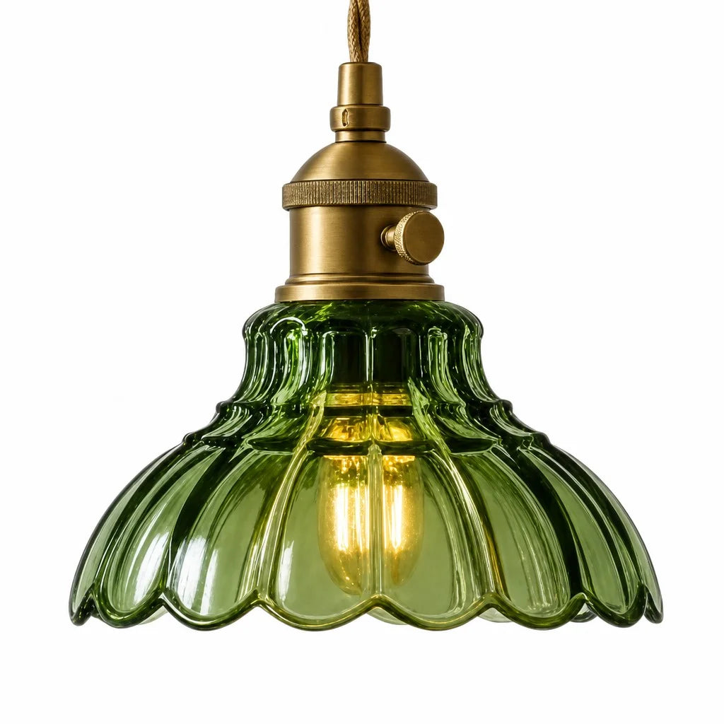 Lámpara Colgante de Vidrio Diseño Floral Vintage