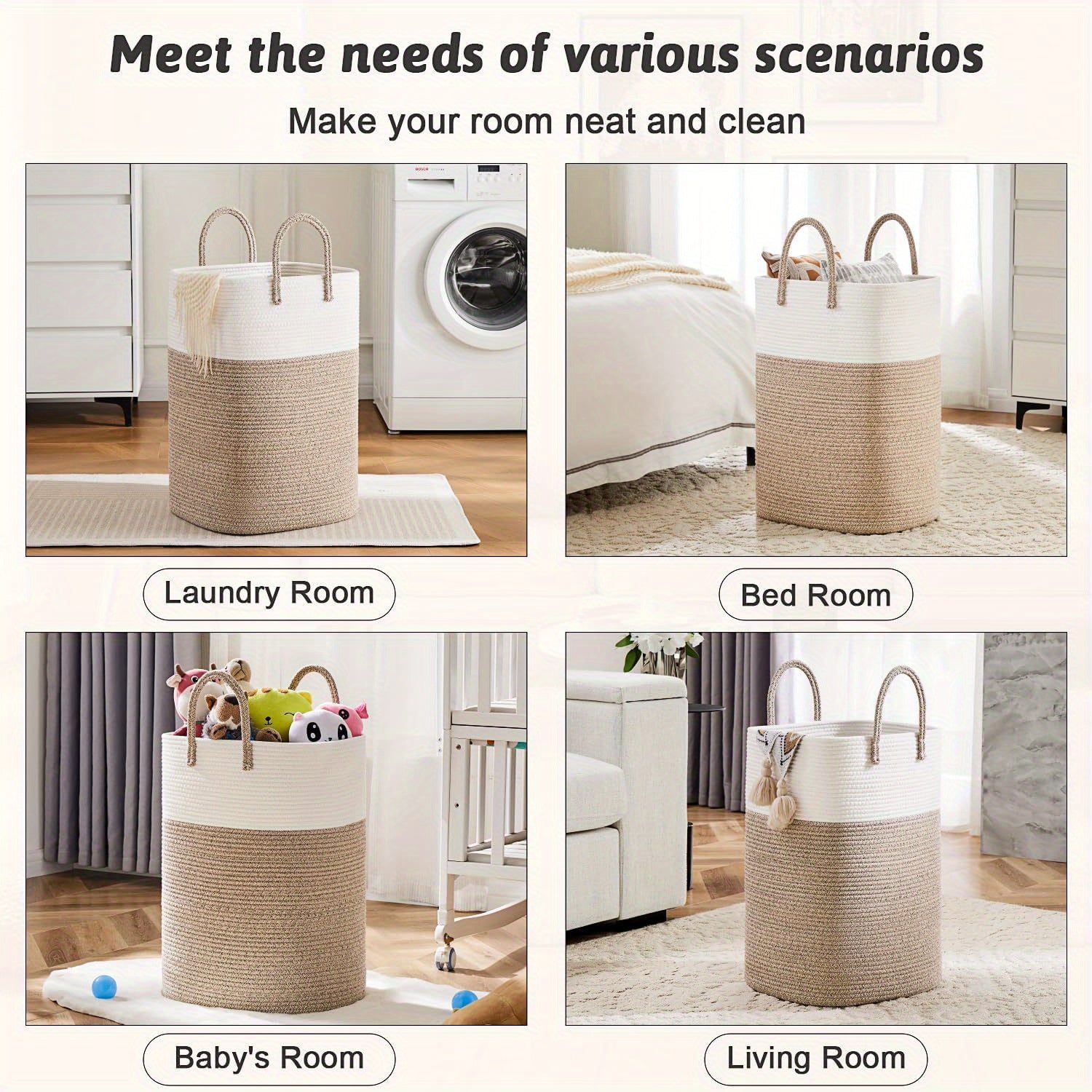 Cesta de Ropa Extra Grande Tejida - Espacio para Todas Tus Cosas, Durable y Práctica