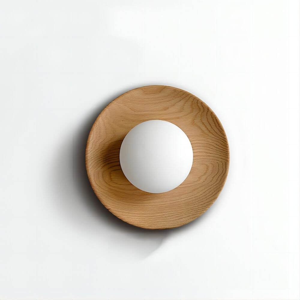 Aplique de Pared de Madera Blanca Moderna
