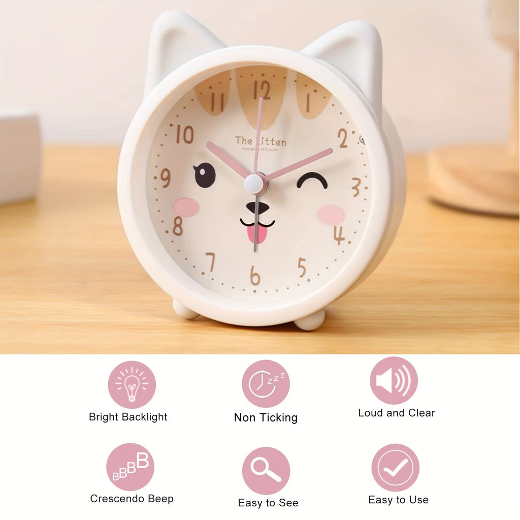 BowLift | Reloj Despertador Infantil con Luz Nocturna – Silencioso, Patrón de Conejo y Diseño Compacto
