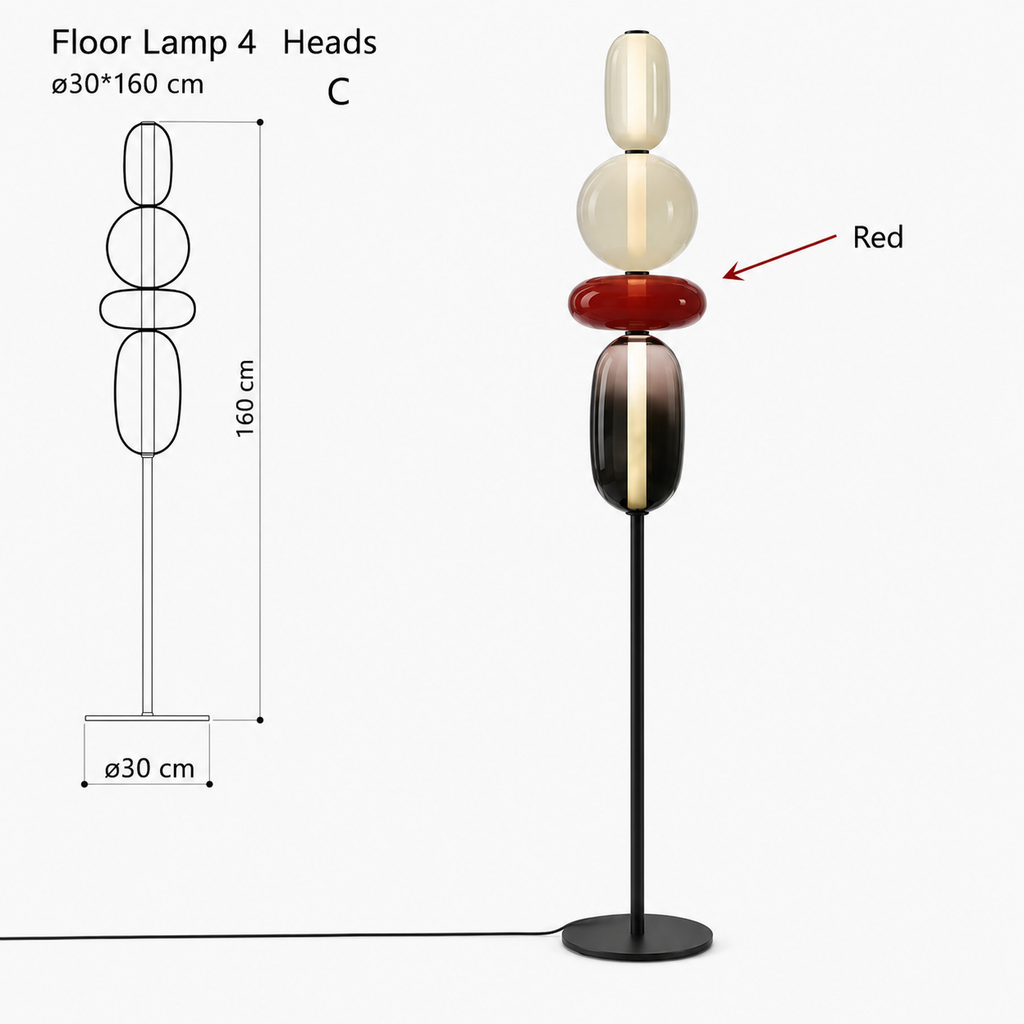 Solenne | Lámpara de Pie Moderna de Vidrio Elegante con Diseño Escultural LED para Salón