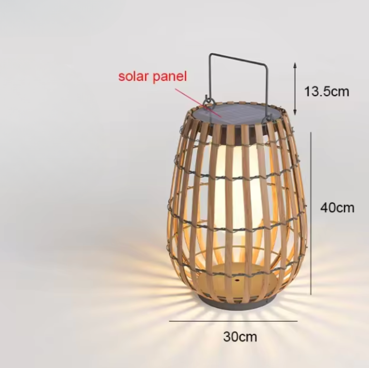 Lámpara de Suelo Solar de Rattan para Exteriores | Decoración de Iluminación para Patio y Jardín a Mano