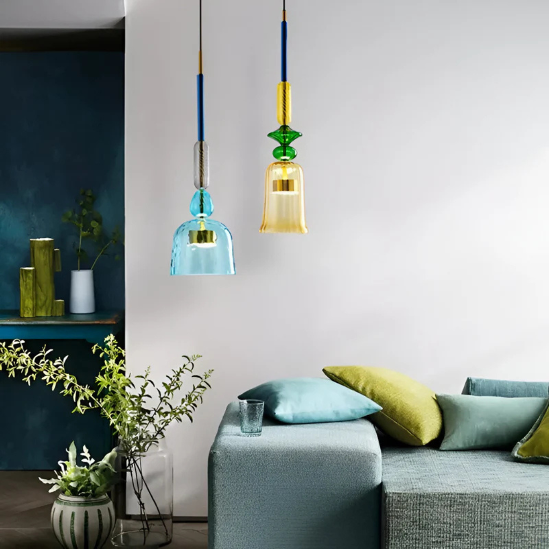 Vitrina | Lámpara colgante LED de vidrio colorido