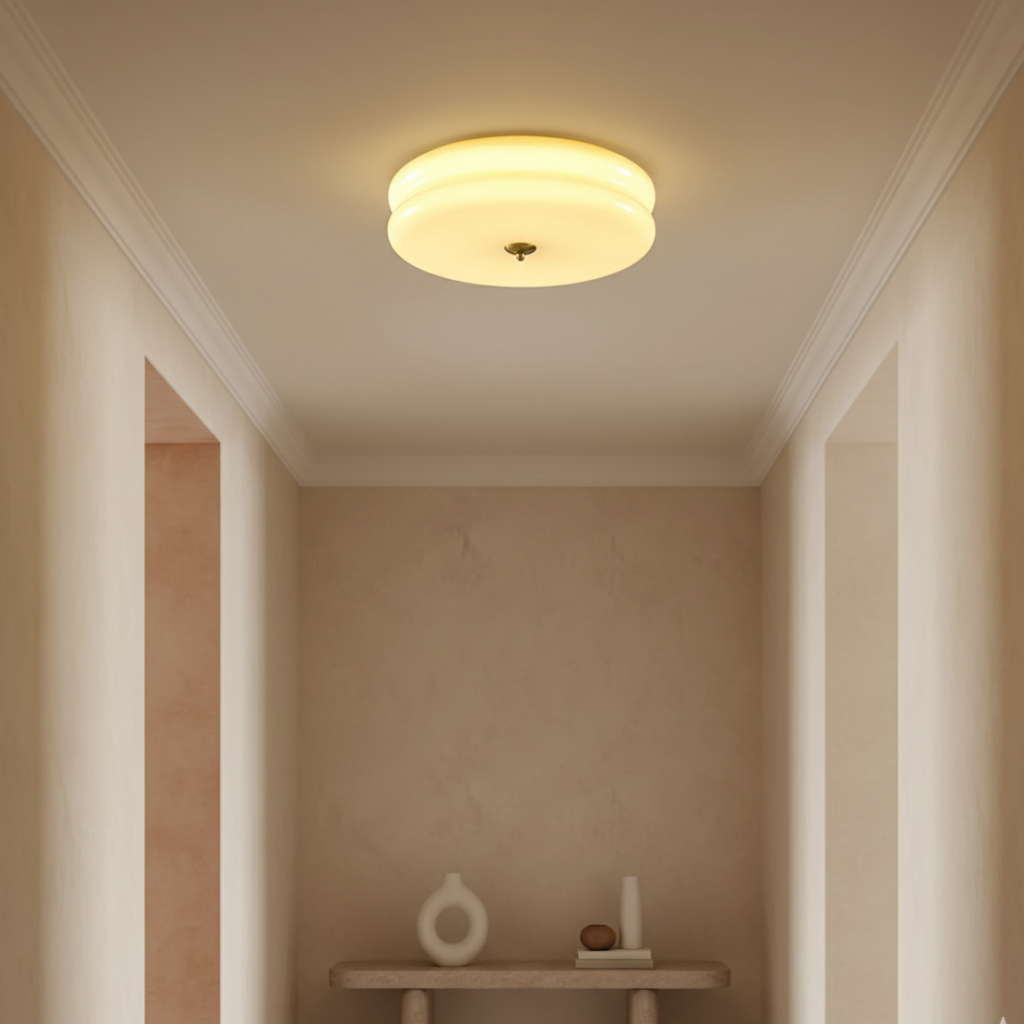 Luz de Techo Empotrada Elegante - Lámpara de Vidrio Estilo Art Deco con Ambiente Cálido