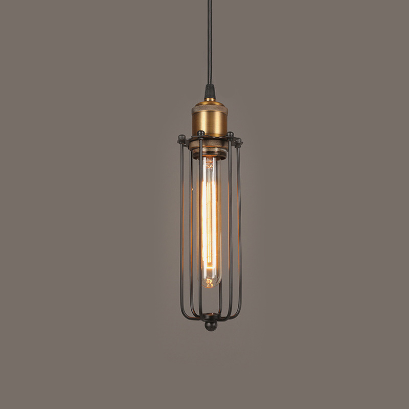 Luz colgante industrial de diseño retro – Lámpara colgante vintage con rejilla de metal