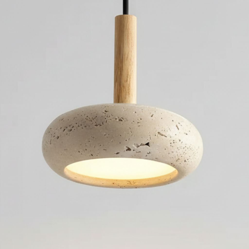 Luz Colgante Halo de Piedra - Iluminación de Cocina Ajustable con Diseño Etéreo