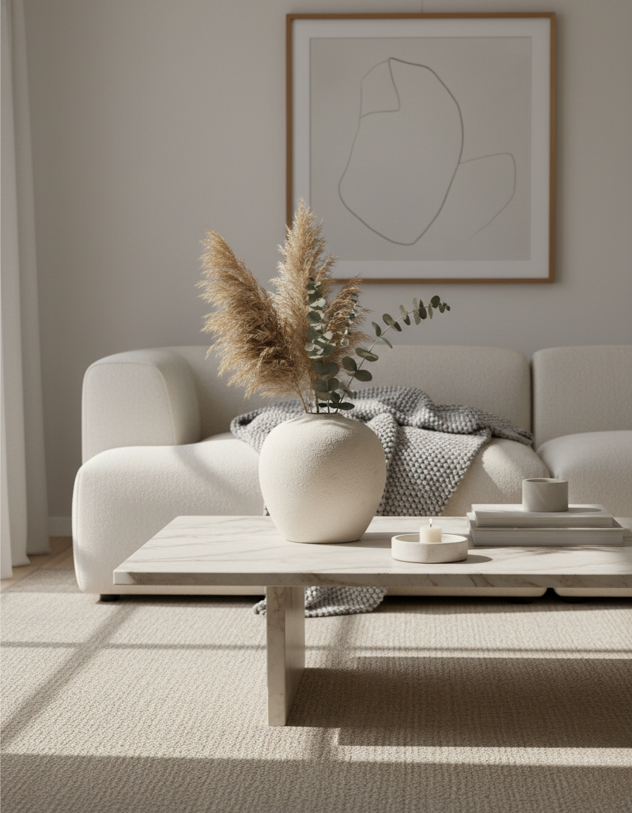 Aurea - Jarrón de Cerámica Blanco Alto con Diseño Escultural para Decoración del Hogar
