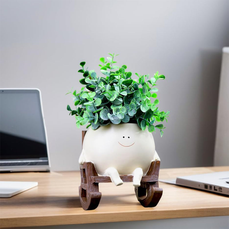 Maceta Portátil con Carita Sonriente para Decoración