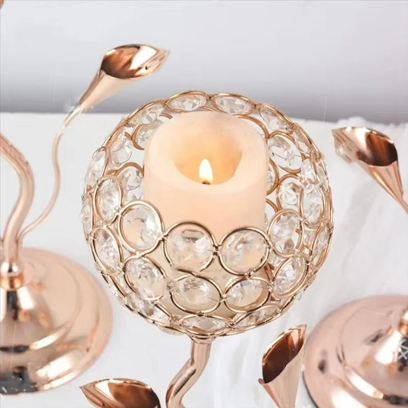 LumiFlor – Conjunto de candelabros Krystalblomst con diseño clásico en metal