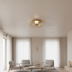 Luz de Pared Halo - Aplique Escultórico Moderno con Brillo en Capas y Plato de Vidrio