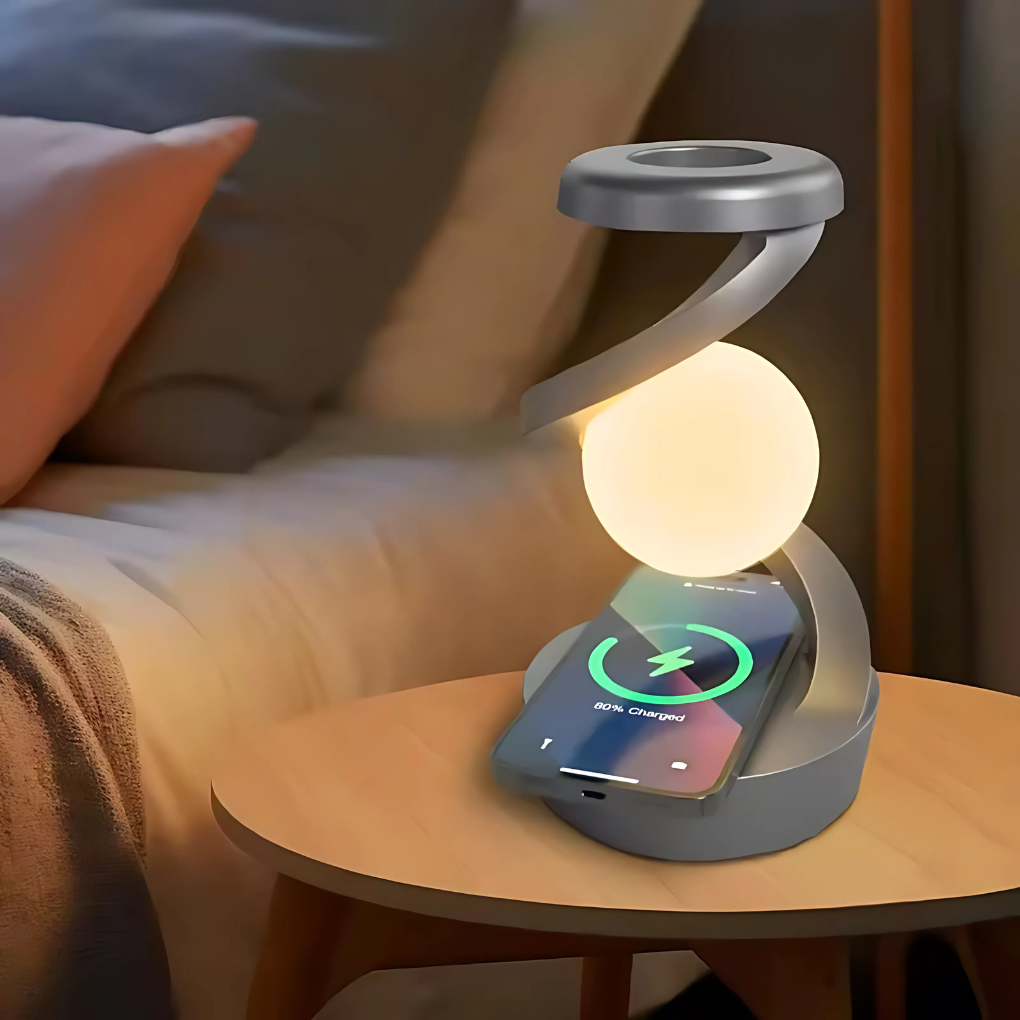 Moderna lámpara de escritorio en espiral con luz cálida