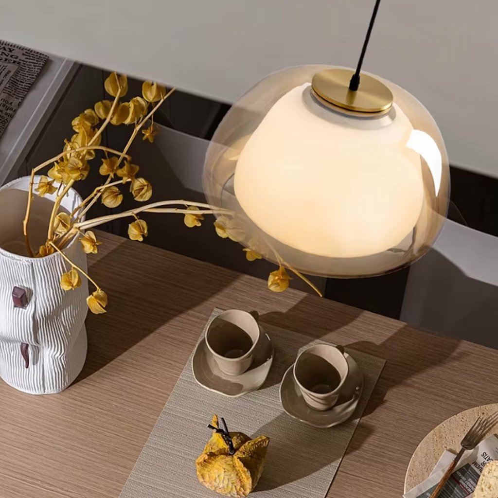 Lámpara Colgante de Vidrio Moderno - Diseño de Cúpula Ajustable para Isla de Cocina