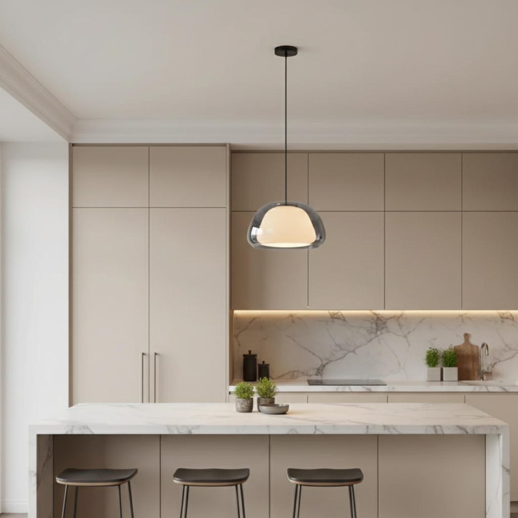 Lámpara Colgante de Vidrio Moderno - Diseño de Cúpula Ajustable para Isla de Cocina