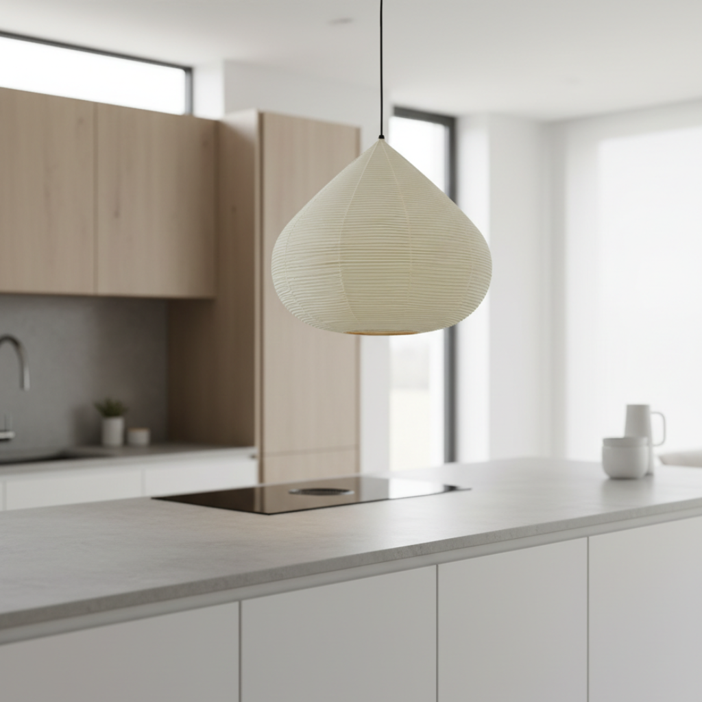 Lámpara Colgante Akari Castaño - Brillo Ambiental Cálido para Iluminación de Cocina