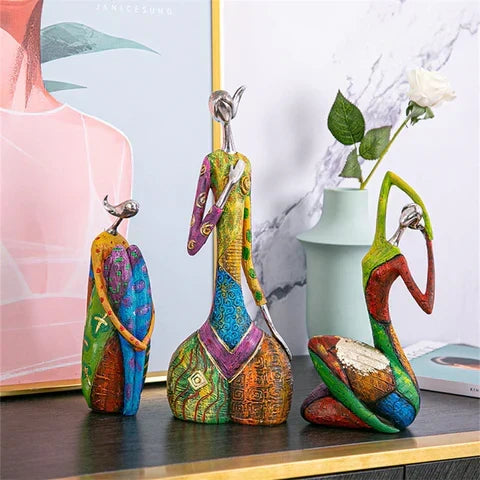 BowLift | Esculturas Modernas Abstractas de Mujeres – Arte en Resina Colorida Hecho a Mano para Decoración del Hogar