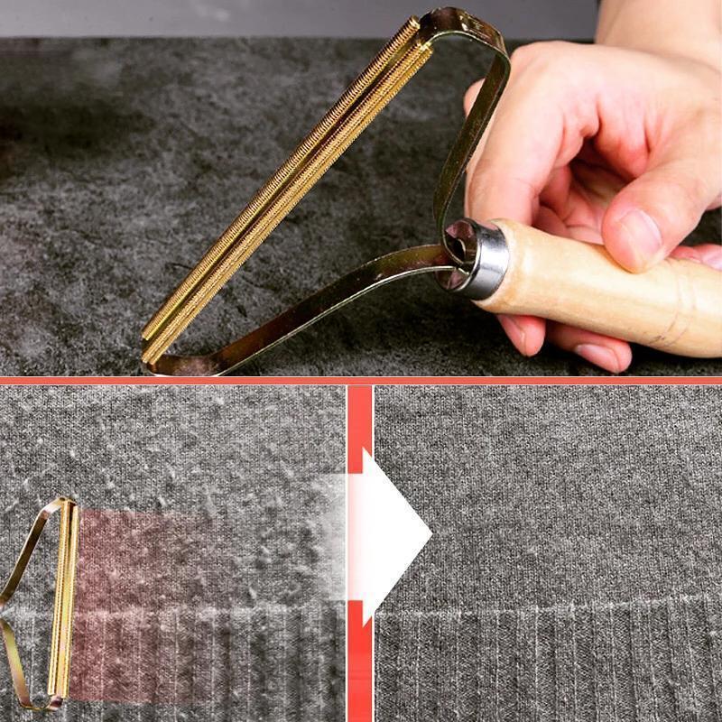 Removedor de Pelusas Manual | Cabezal de Precisión de Cobre | Mango de Madera Natural | Afeitadora Textil Sin Batería para Cachemira, Lana y Muebles Tapizados | Extractor de Pilling