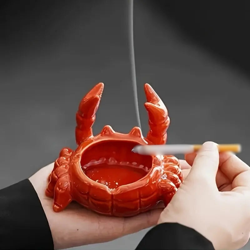 TidyCrab – Cenicero de Cerámica en Forma de Cangrejo con Tapa