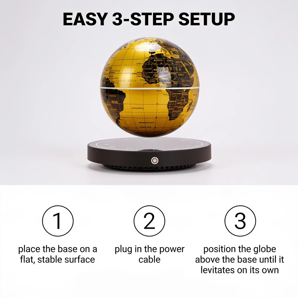 Lámpara de Globo de Levitación Magnética con Base de Reloj
