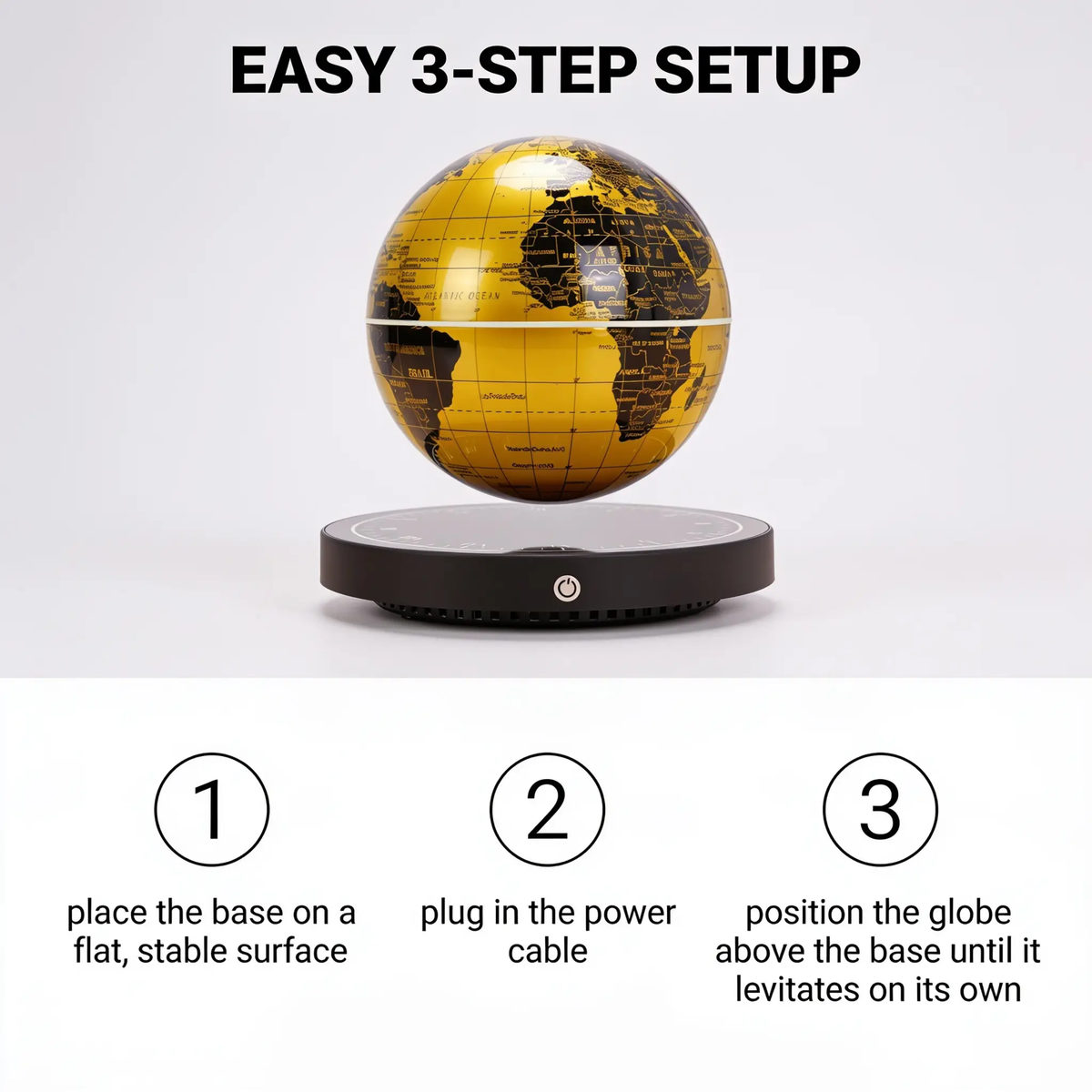 Lámpara de Globo de Levitación Magnética con Base de Reloj