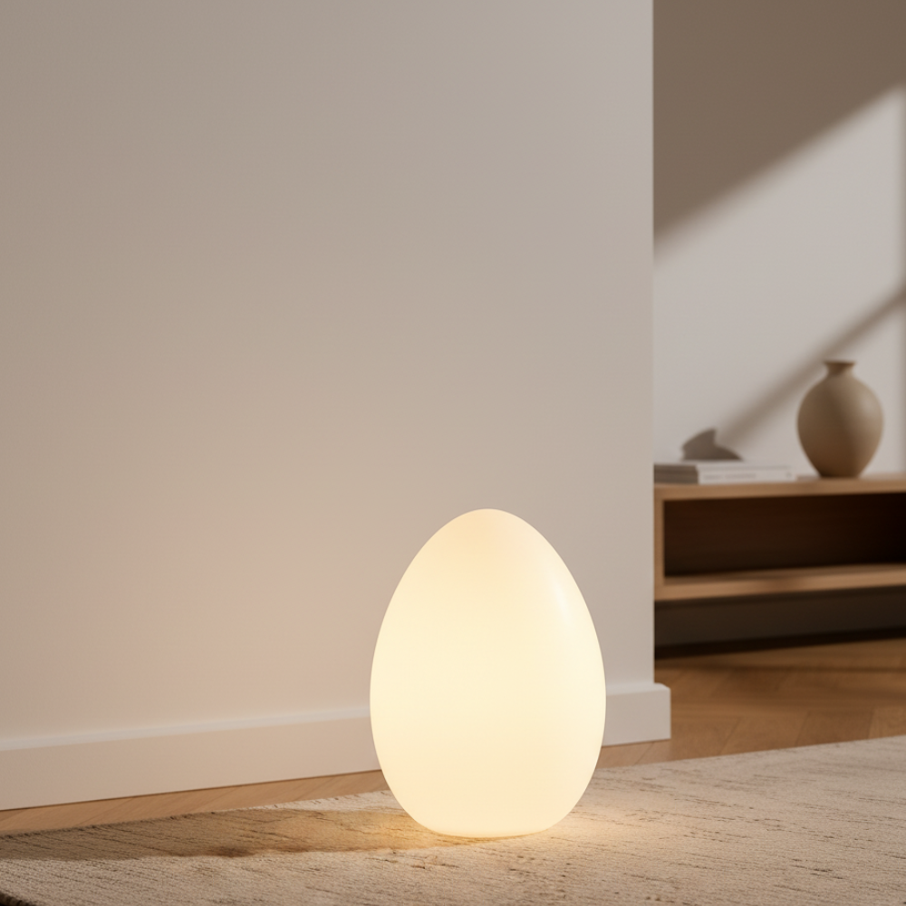 SolStone | Lámpara de Pie Escultural de Huevo Minimalista Moderna para Sala de Estar