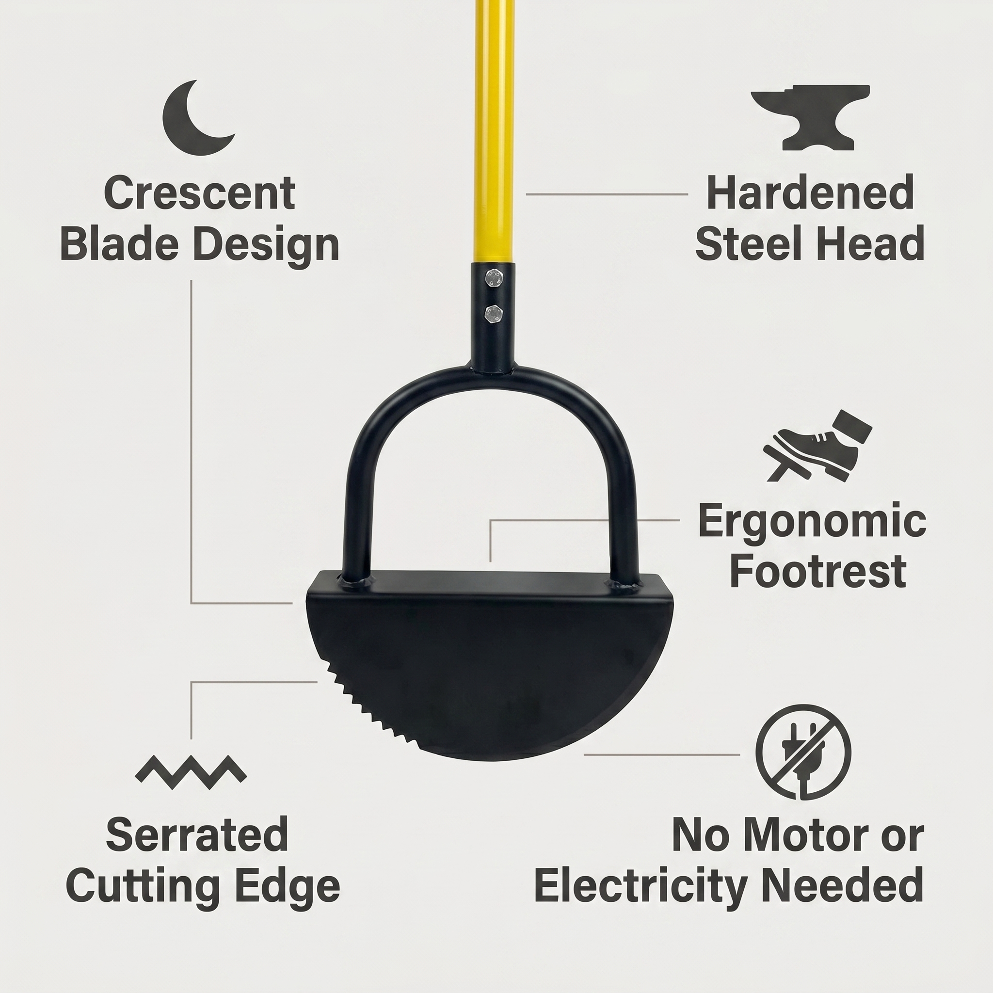 Cortadora de Césped Manual con Cuchilla Serrada en Forma de Media Luna y Reposapiés Integrado para Jardines