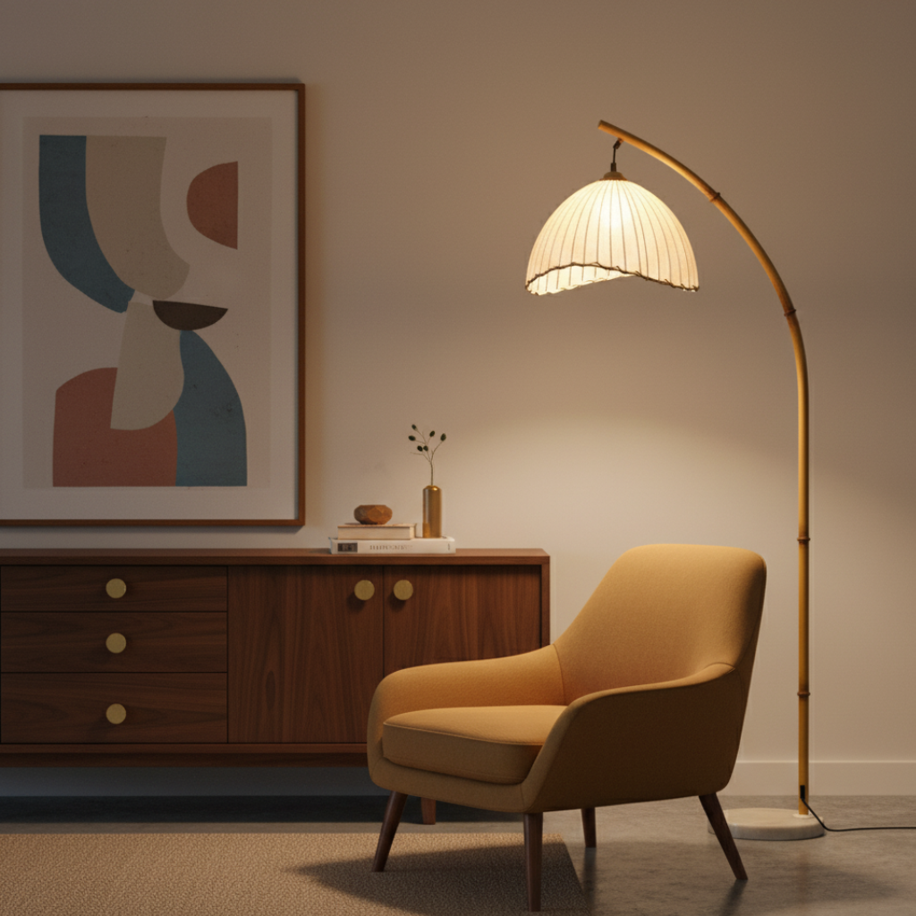 Takumi | Elegante Lámpara de Suelo de Bambú Natural para Decoración de Salón