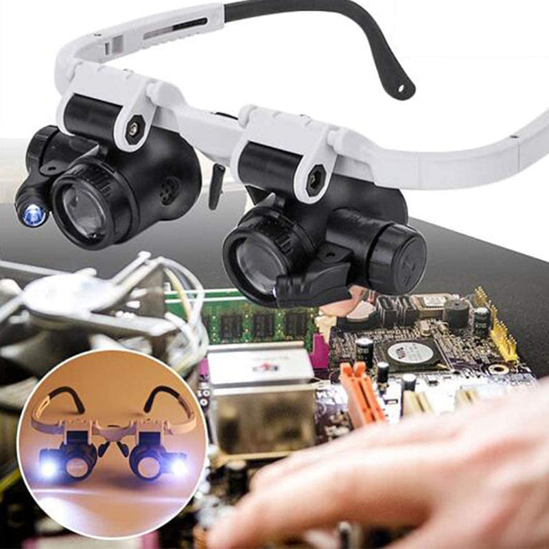 Lentes de aumento con lámparas LED para ojos dobles