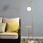 NordHalo Arc | Lámpara de Pie Escandinava Moderna y Elegante con Mesa Lateral