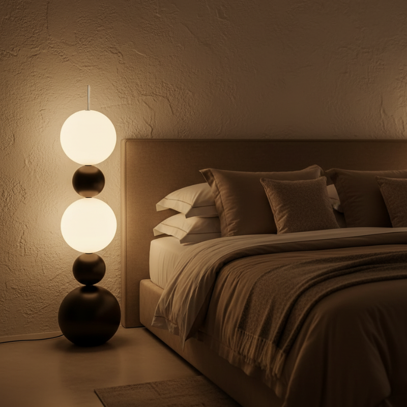Lámpara de Pie Moderna Calura - Diseño de Calabaza Artesanal con Luz LED Cálida