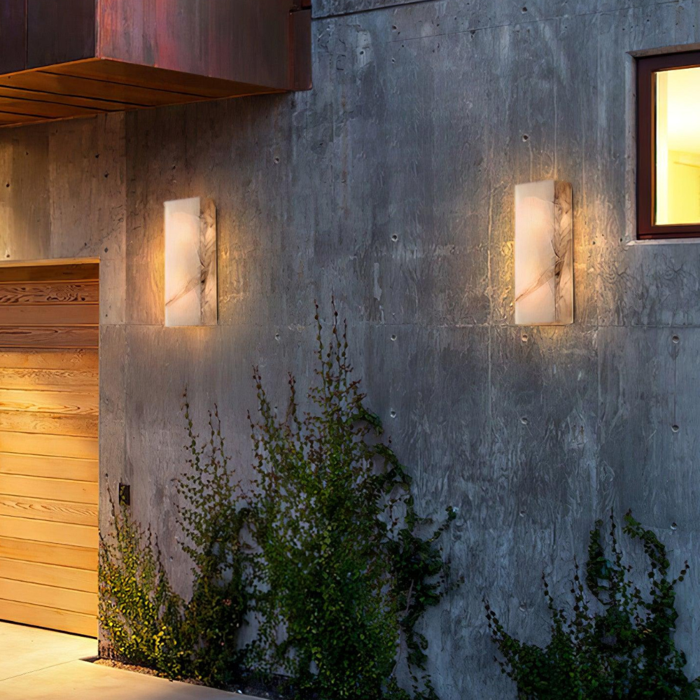 Marbelle - Lámpara de Pared LED de Piedra Natural Moderna para Exterior con Diseño Impermeable