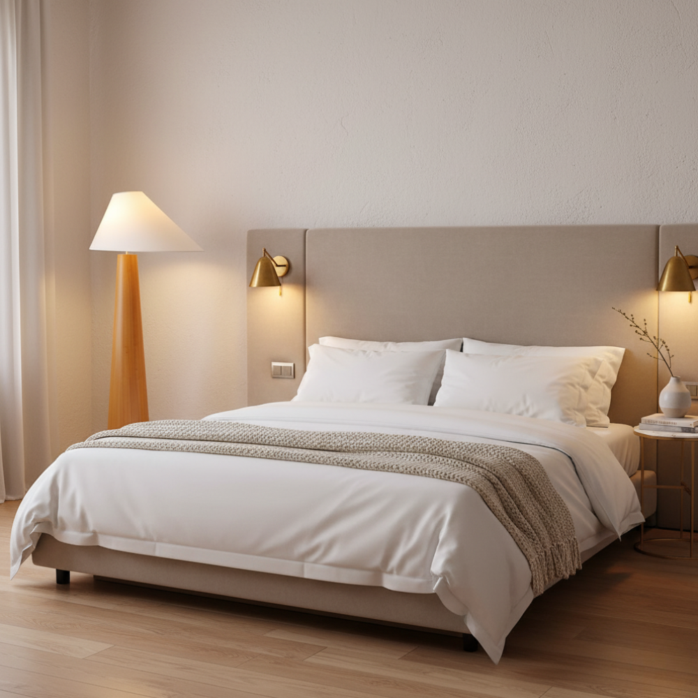 Lámpara de Suelo Moderna Alvin - Elegante Lámpara de Madera de Pie con Pantalla Asimétrica