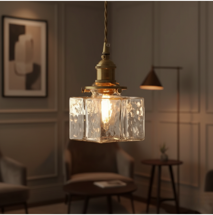 Colección Savoy | Lámpara Colgante de Vidrio con Acabado Texturizado, Estilo Vintage para Iluminación de Cocina