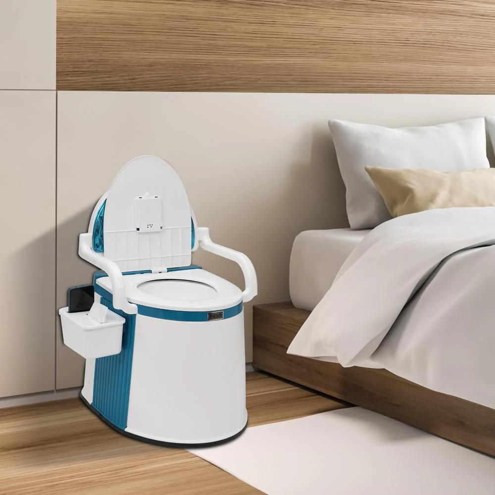 Inodoro portátil para interiores y exteriores con cubo desmontable para adultos y personas mayores