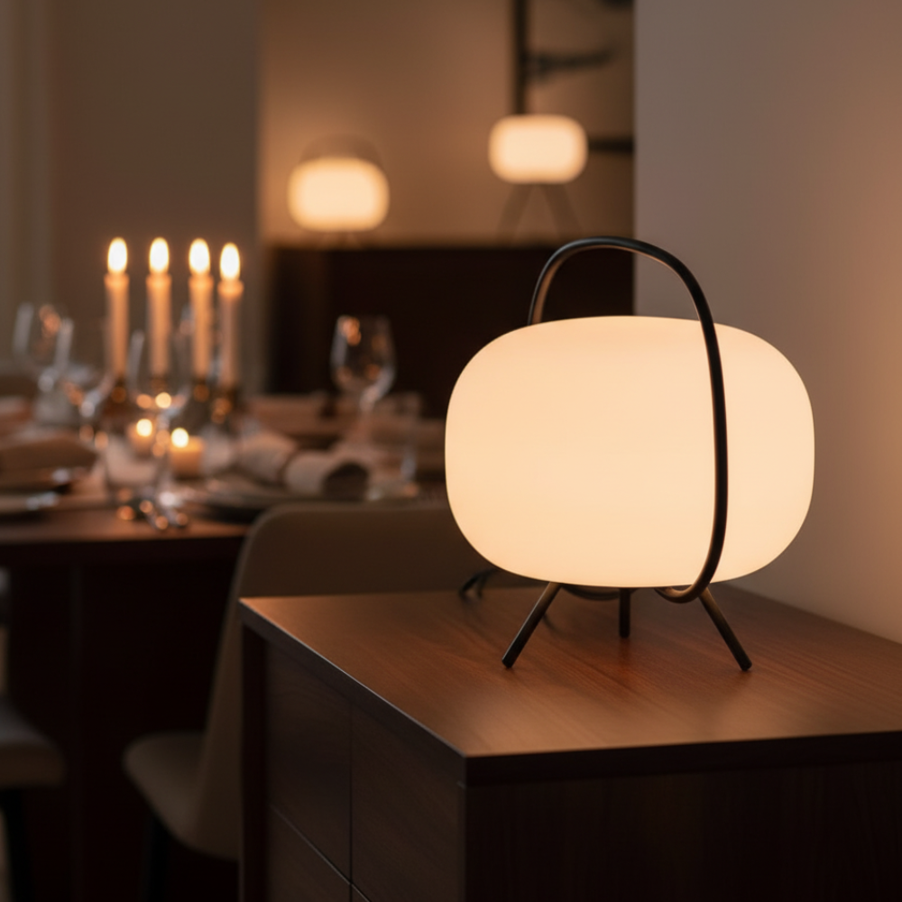 KumoLight | Lámpara de Mesa de Vidrio Esmerilado Minimalista y Elegante para Iluminación Ambiental