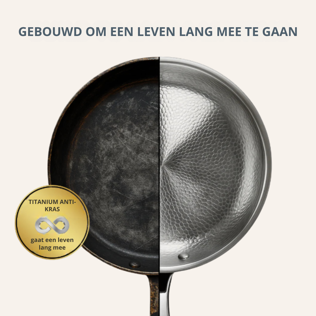 Sartén de Titanio Hammered – Utensilios de Cocina Duraderos, Libres de Tóxicos y Elegantes para Cualquier Cocina