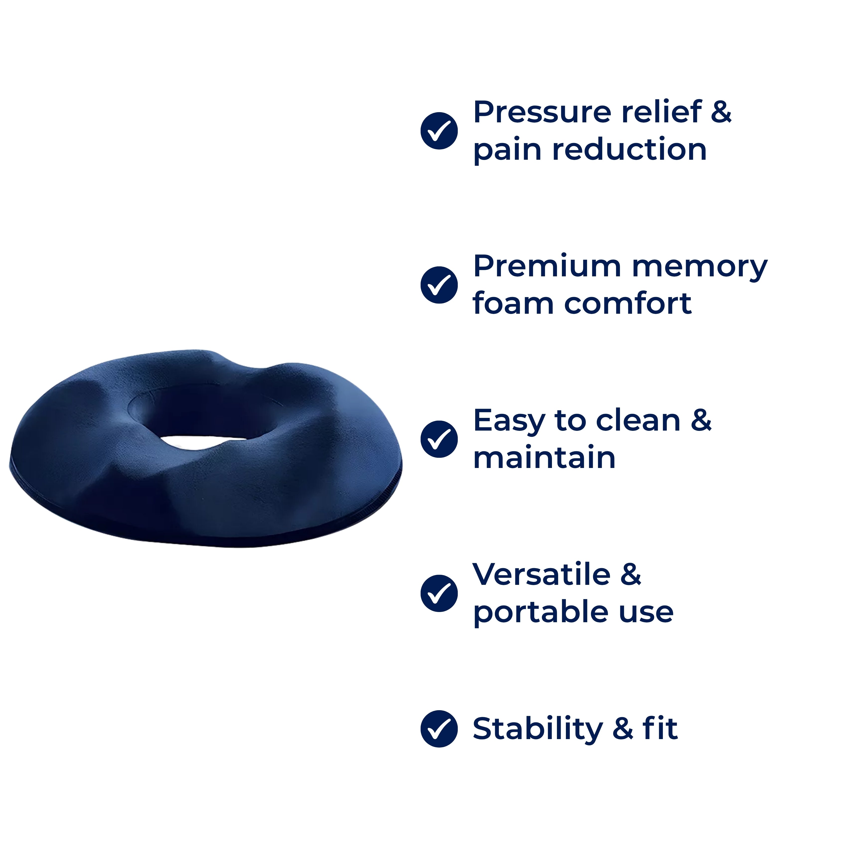 SitRelief | Cojín de Asiento en Forma de Dona – Alivio para el Coxis y Hemorroides – Espuma Viscoelástica – Funda Lavable – Uso en Oficina, Viajes, Postparto Kalsten