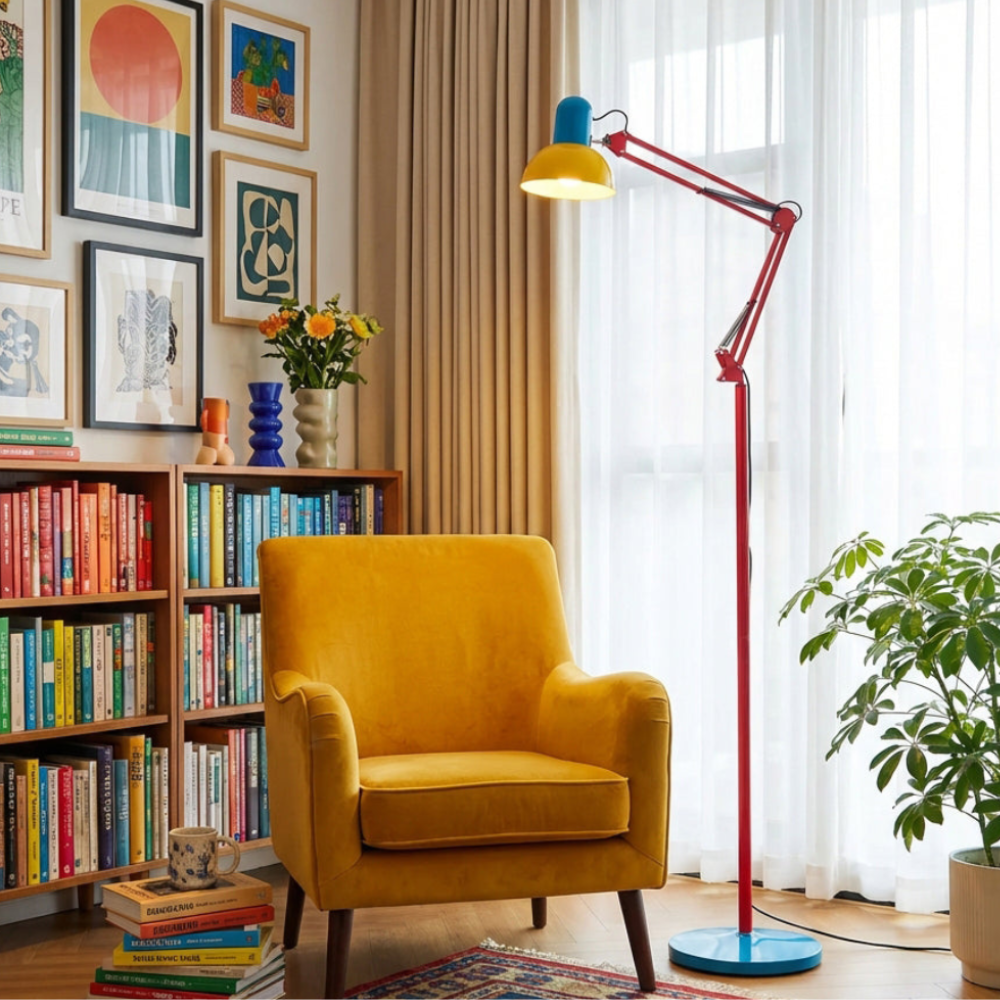 Lámpara de Pie Flexo Memphis | Lámpara de Metal Ajustable Moderna para Sala de Estar
