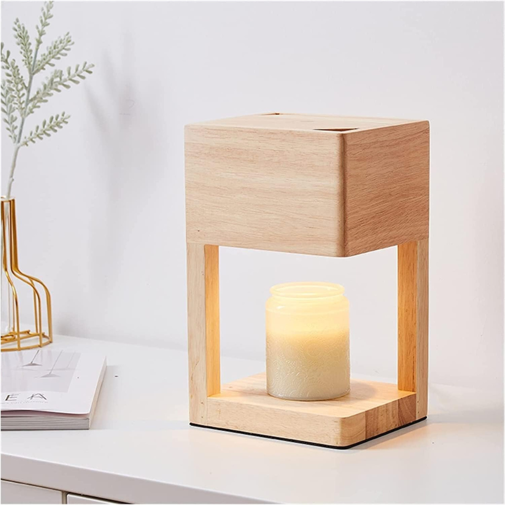 Lámpara Calentadora de Velas de Madera Escandinava - Luz Ambiental de Doble Propósito
