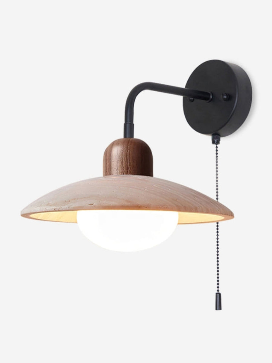 Aplique de Travertino Moderno – Forma de Disco con Elementos de Madera y Metal
