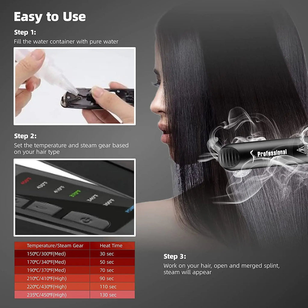 Plancha de Vapor Cerámica - Siempre cabello liso y perfecto