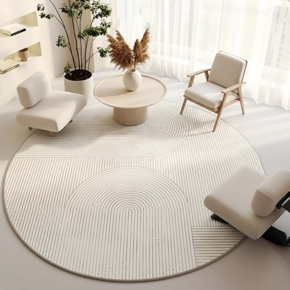 Nordelle - Elegante Alfombra Redonda Antideslizante, Suave Diseño Escandinavo para Sala de Estar